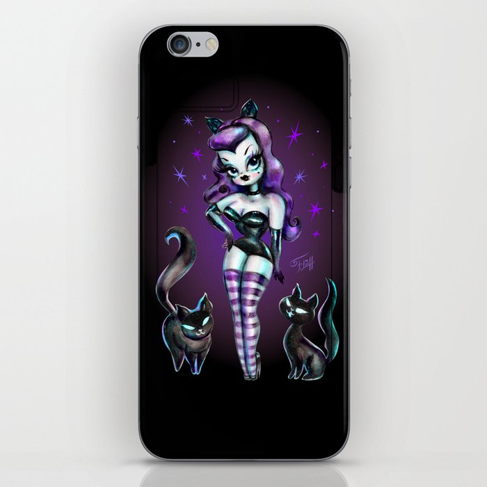 Goth Cat Dolly with Kitty iPhone Skin