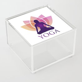 Yogi woman silhouette in lotus position	 Acrylic Box