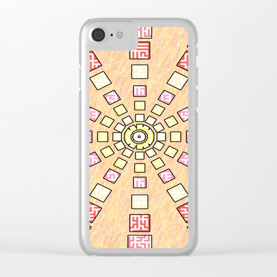 Ethnic wheel in pink Clear iPhone Case
