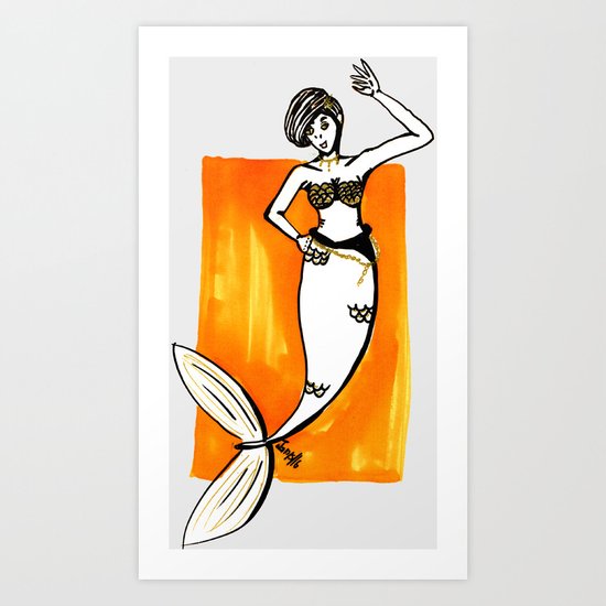 Golden Mermaid Art Print