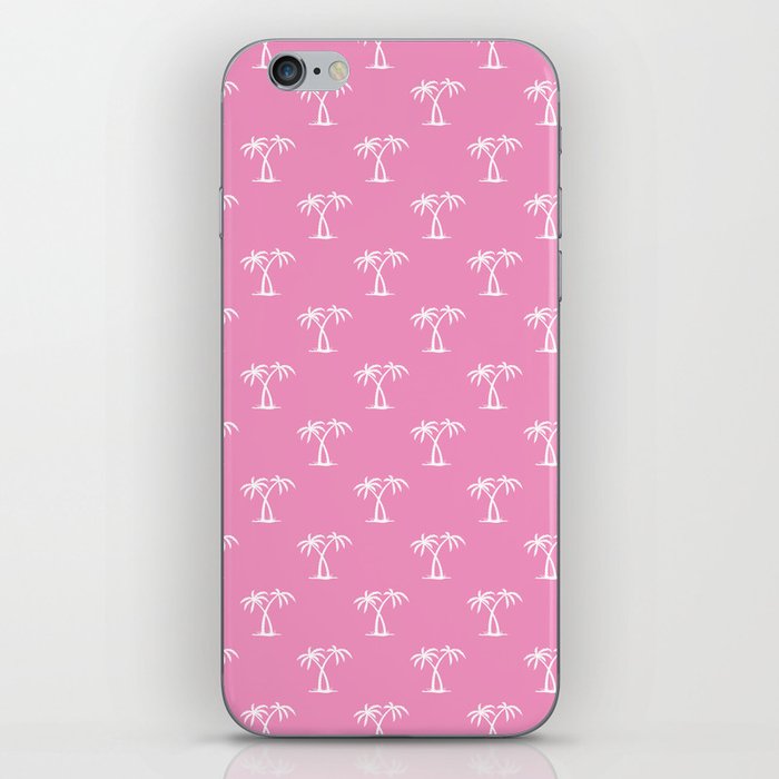 Pink And White Palm Trees Pattern iPhone Skin