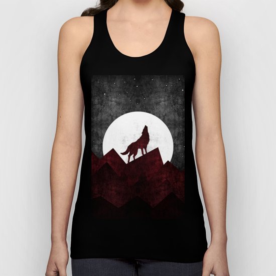 Wolf at night Unisex Tank Top