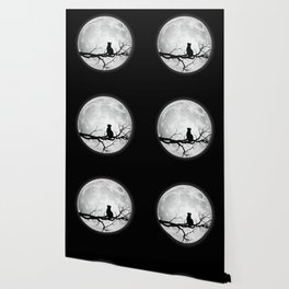 Moon Full Moon Cat Space Wallpaper
