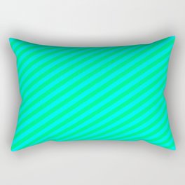 [ Thumbnail: Green & Cyan Colored Stripes Pattern Rectangular Pillow ]