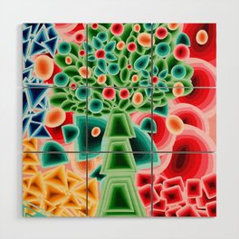 Still Nature With Abstract Geometric Flowers Wood Wall Art