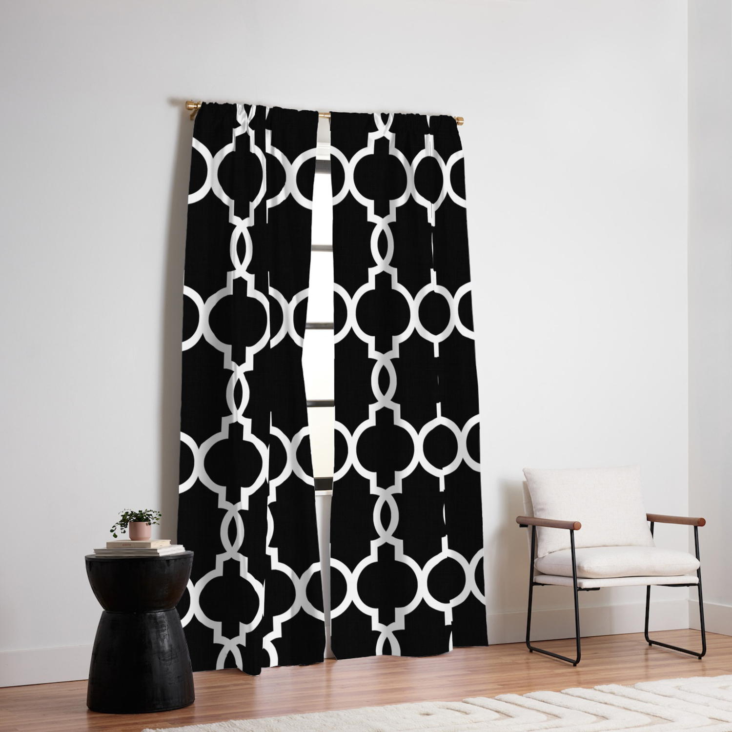 Hollywood Regency Trellis Pattern 522 Black And White Blackout