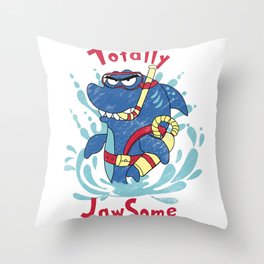 Angry Jaws Shark Print Throw Pillow