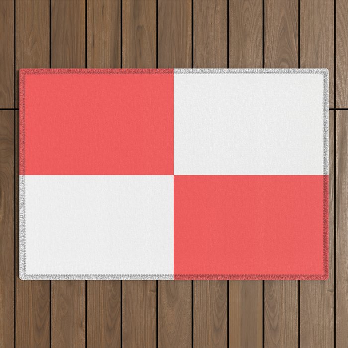 Four Squares (Red & White Pattern) Outdoor Rug