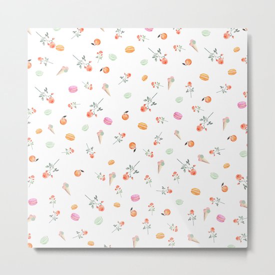 ROSES & MACARONS Metal Print