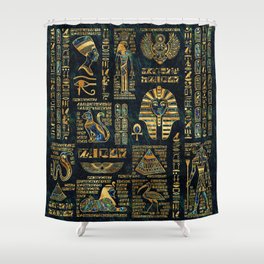 Ancient Egyptian Hieroglyph Sphinx Pyramid Shower Curtain