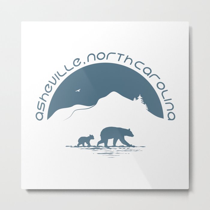Asheville - Mountains & Black Bears - AVL 11 Greyblue Metal Print