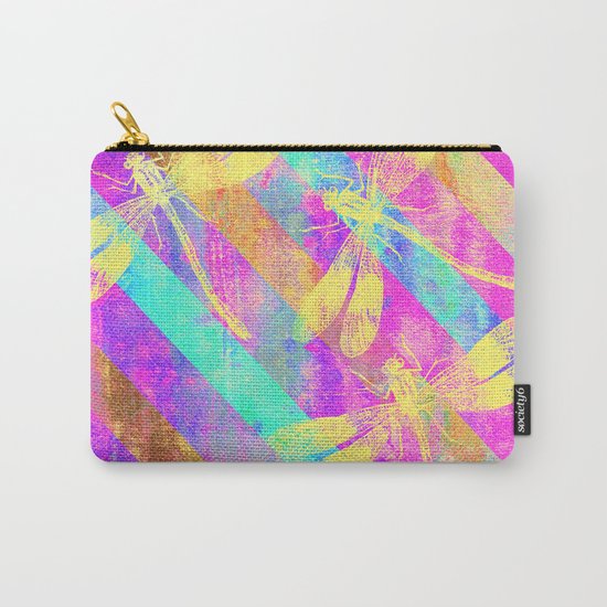 A Dragonflies and Stripes Carry-All Pouch