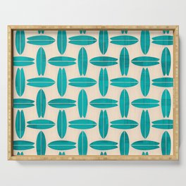 Teal Surfboard Pattern Serving Tray