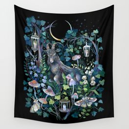 Black Goat Moon Garden Wall Tapestry