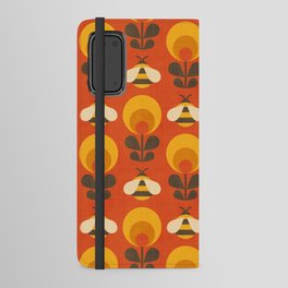 70s Bees and Flowers Orange  Android Wallet Case