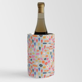 Meadow - Spring Floral Abstract Pattern Light Sage Green Wine Chiller