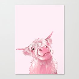 Highland Cow Pink Canvas Print