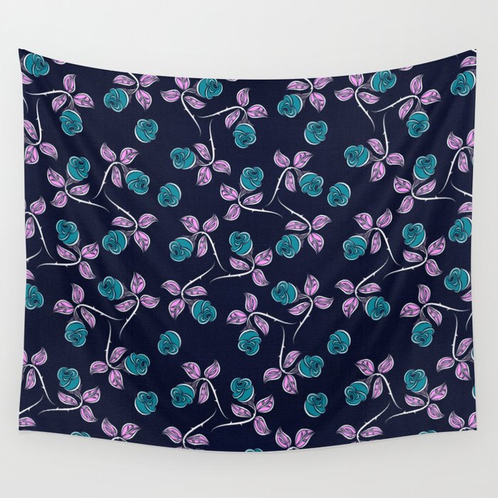 Blue Roses Wall Tapestry