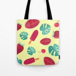 Ice Lolly Tropical Watermelon Pattern Hibiscus Icecream Tote Bag