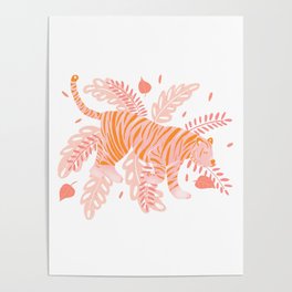 Orange and pink tiger Poster