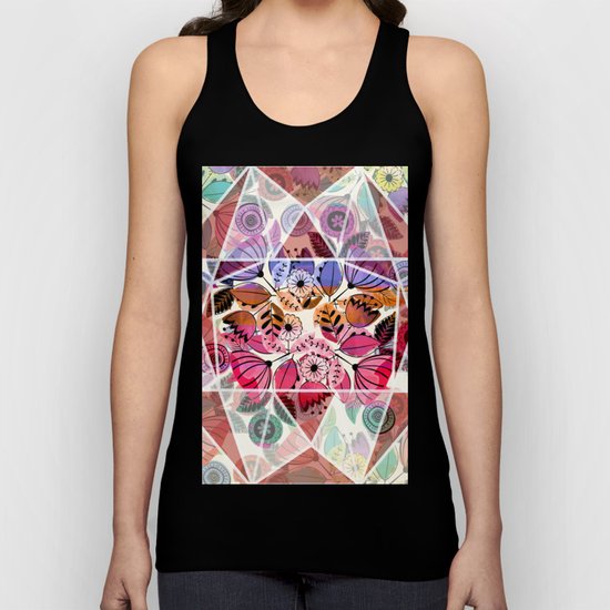 Pink and indigo flower pattern Unisex Tank Top