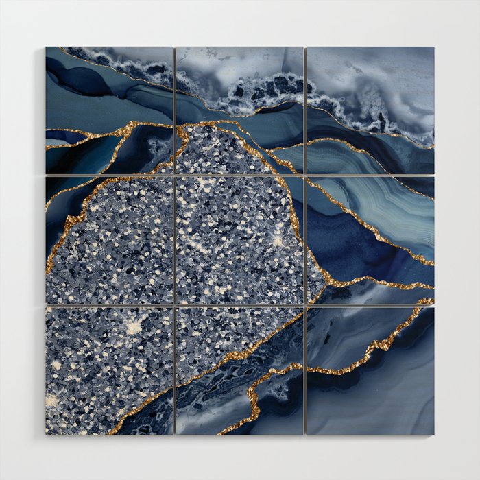 Agate Glitter Ocean Texture 08 Wood Wall Art