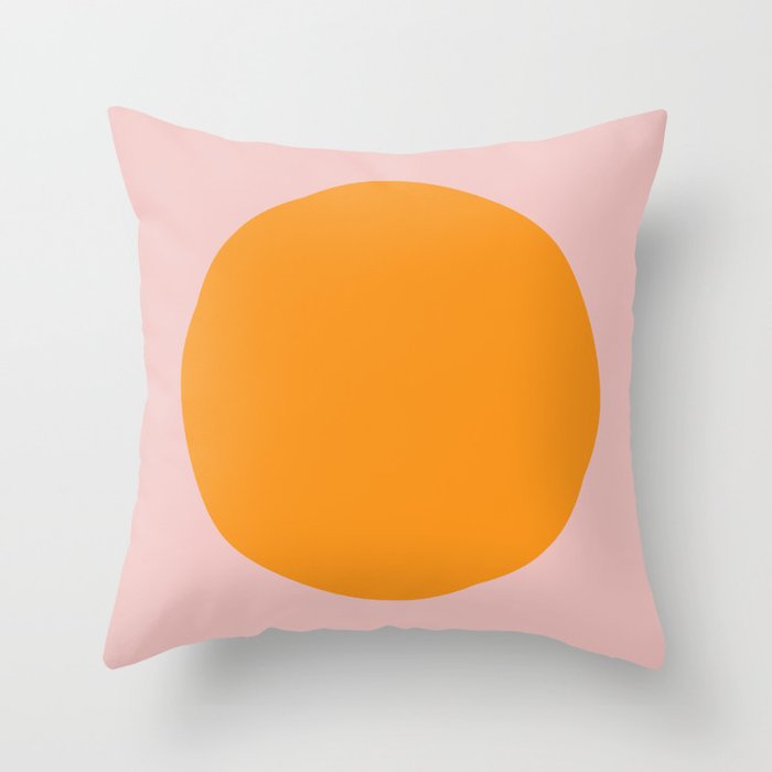 Margo Collection: Minimalist Modern Geometric Orange Circle on Pink Throw Pillow