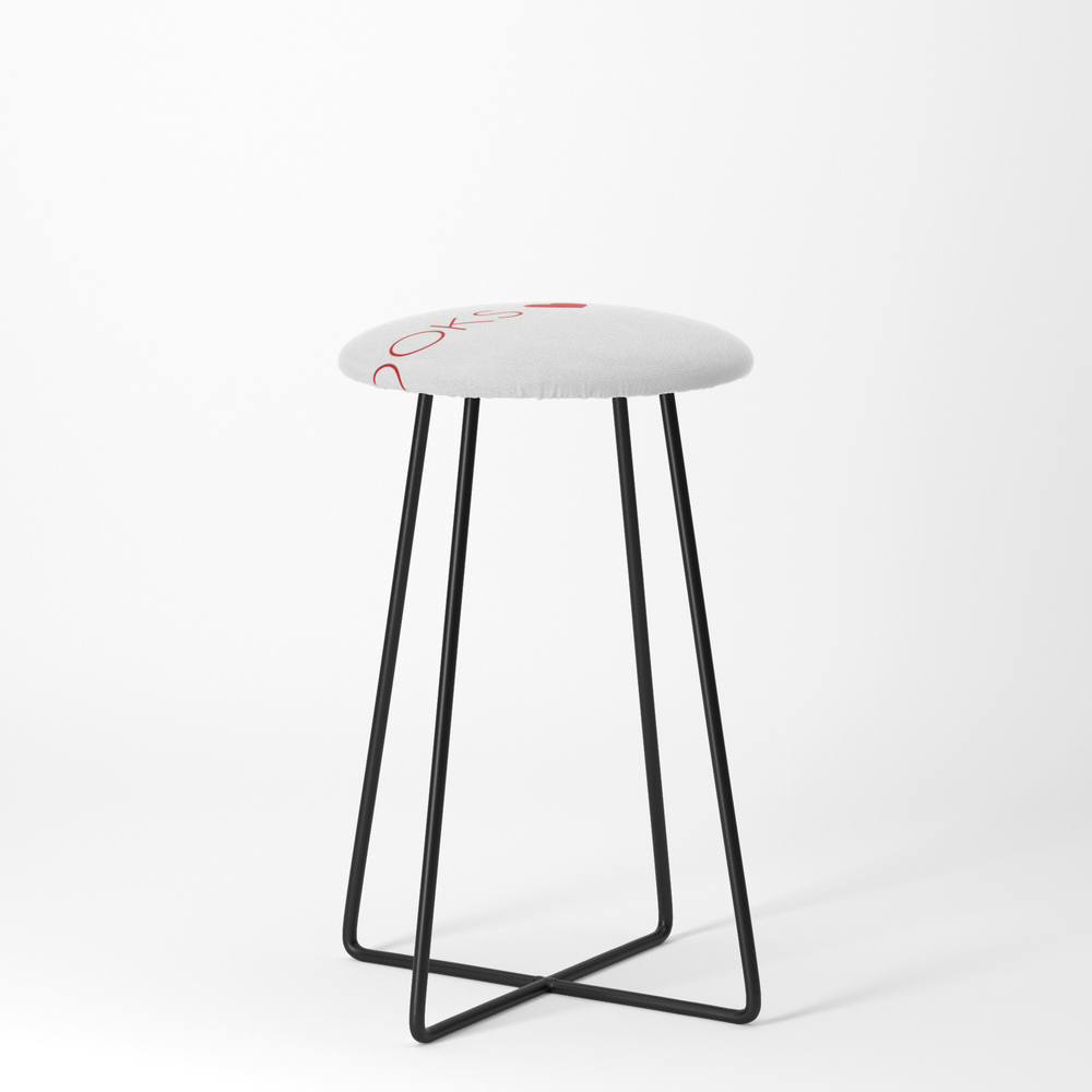 Books Love Tea Red Lettering With Red Heart Counter Stool by kirstenrenfroephotography
