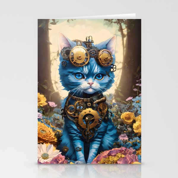 Steampunk Cat Stationery Cards