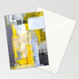 Grey and Yellow Abstract Art Painting Stationery Card