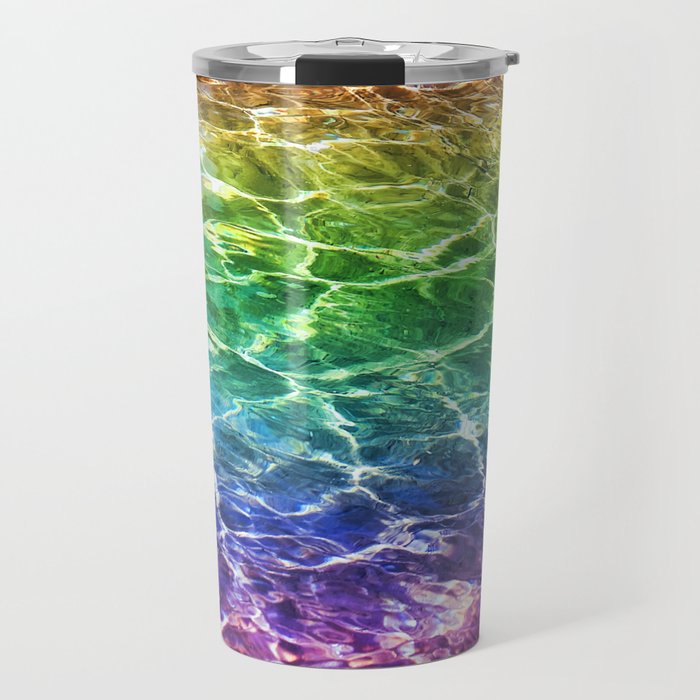 Shimmering Rainbow Liquid Metallic Water  Travel Mug