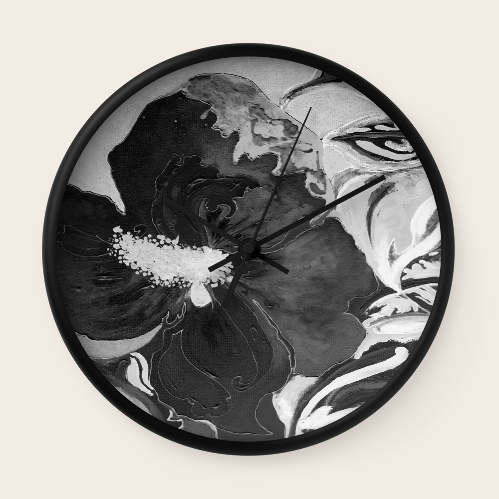 Black And White Of Birthday Acrylic Blue Orange Hibiscus Flower