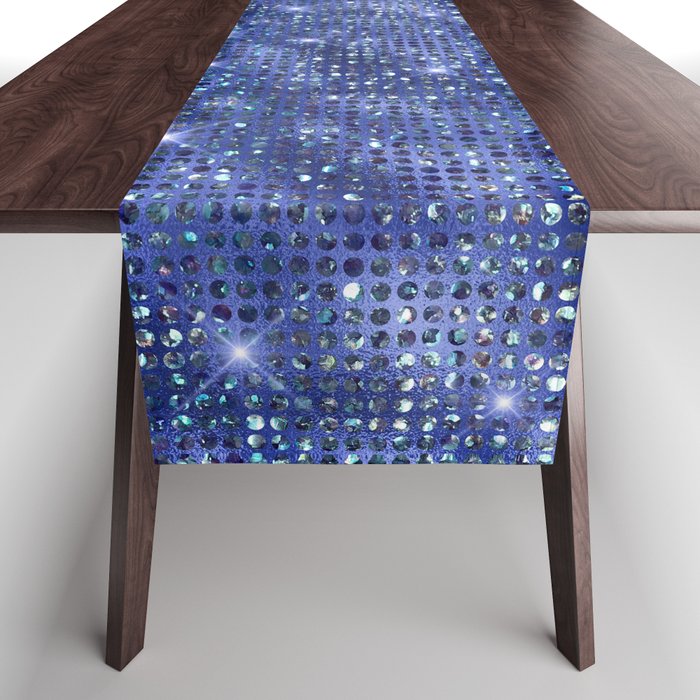 Blue Diamond Studded Glam Pattern Table Runner