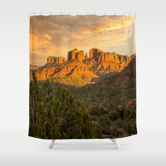 The West - Cathedral Rock at Sunset in Sedona Arizona Shower Curtain