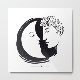 Selene and Endymion Metal Print | Drawing, Love, Ink Pen, People, Illustration, Black and White 