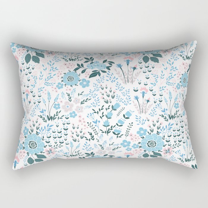 Star Sapphire Floral Celebration Blue Rectangular Pillow