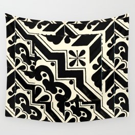 talavera mexican tile in black and white Wall Tapestry
