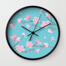 Cherry Blossom - Robin Egg Blue Wall Clock