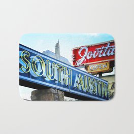 South Austin Neon Bath Mat | Redwhiteblue, Roadsign, Photo, Wallart, Southbysouthwest, Austintexas, Neonsign, Vintageneon, Austin, Texasart 