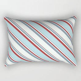 [ Thumbnail: Light Slate Gray, Mint Cream, Brown & Powder Blue Colored Lined/Striped Pattern Rectangular Pillow ]