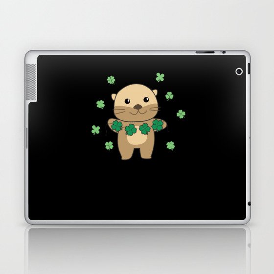 Otter With Shamrocks Cute Animals For Luck Laptop & iPad Skin