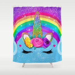 Rainbow Sparkle Unicorn Shower Curtain