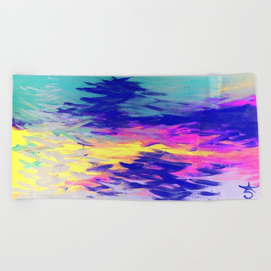 Neon Mimosa Inspired Painting Beach Towel