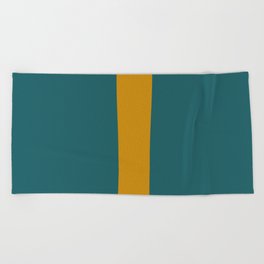 Teal blue with yellow abstract line Beach Towel