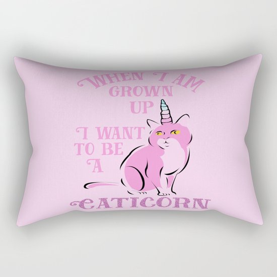 I want to be a Caticorn Pink Art Rectangular Pillow