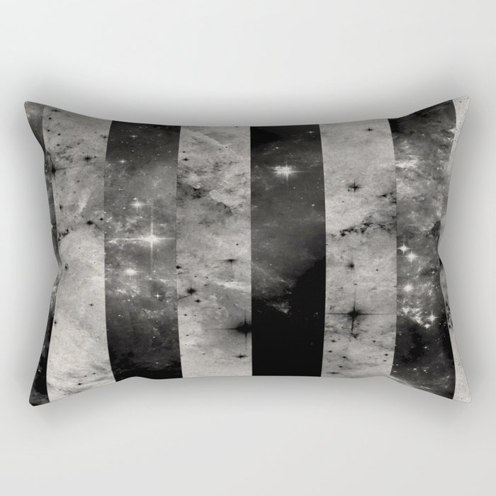 Stripes In Space - Black and white panel effect space scene Rectangular Pillow
