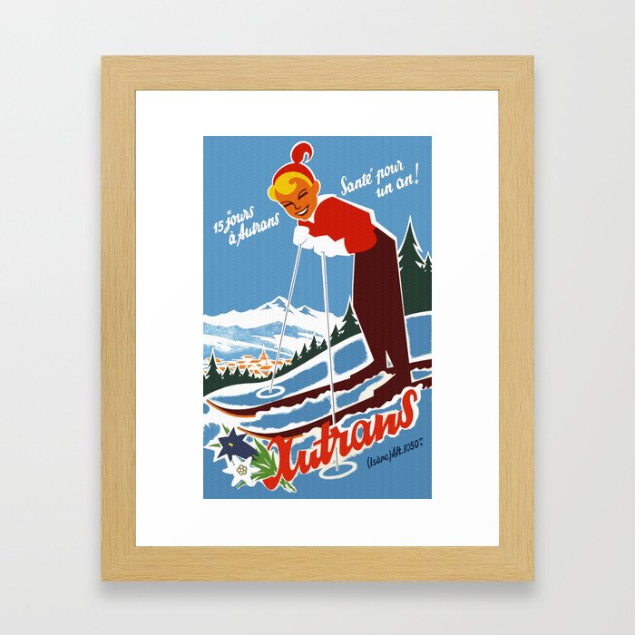 Vintage Autrans France Ski Travel Framed Art Print