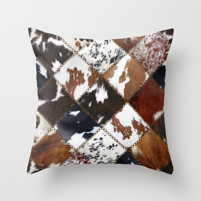 Patches of Cow Skin (A Graphic Illustration, ix 2021) Throw Pillow