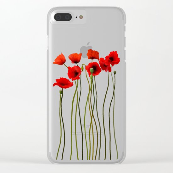 Watercolor Poppies Clear iPhone Case