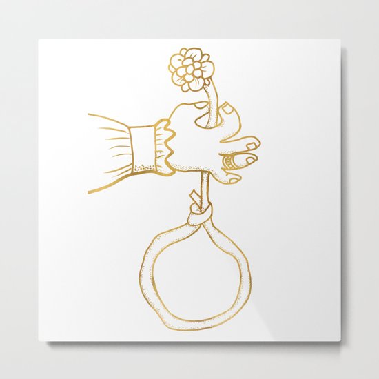 the river holds a flower . gold Metal Print